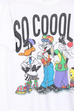 1993 VINTAGE Loony Tunes 'So Cool' Single Stitch White T-Shirt (L)