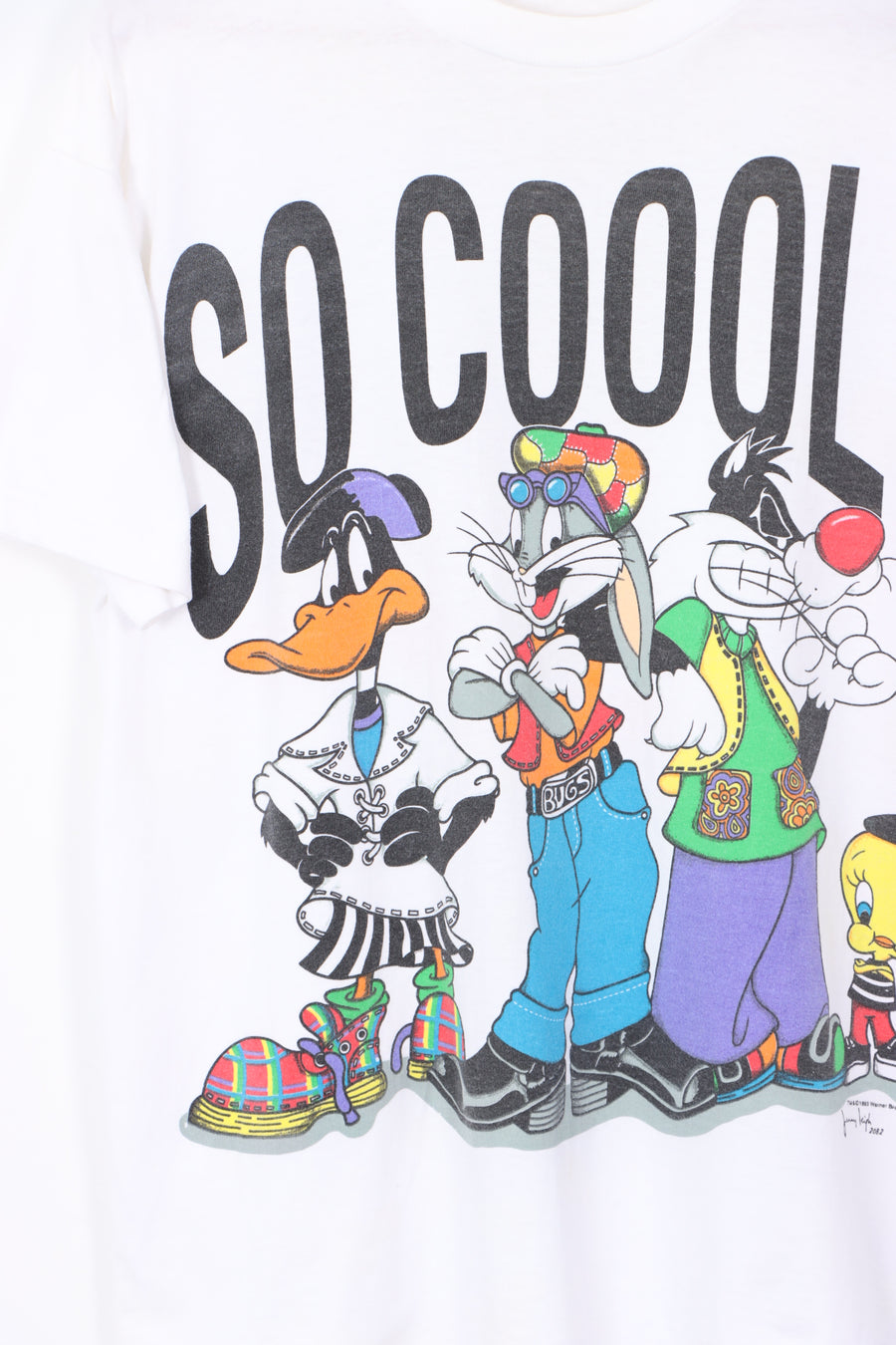 1993 VINTAGE Loony Tunes 'So Cool' Single Stitch White T-Shirt (L)