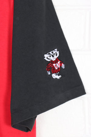 Wisconsin Badgers College Sport Red & Black Panel USA Made Tee (XL)