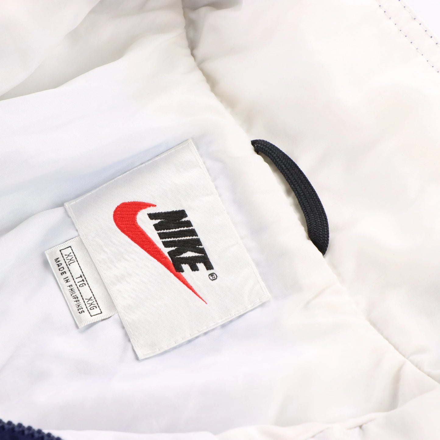 NIKE 90's Style Colour Block Navy & White Vintage Windbreaker Jacket (XL)