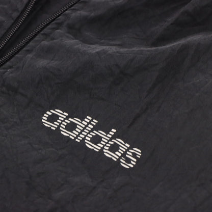 ADDIDAS Retro Trefoil Striped Logo Black & White Windbreaker Bomber Jacket (XL)