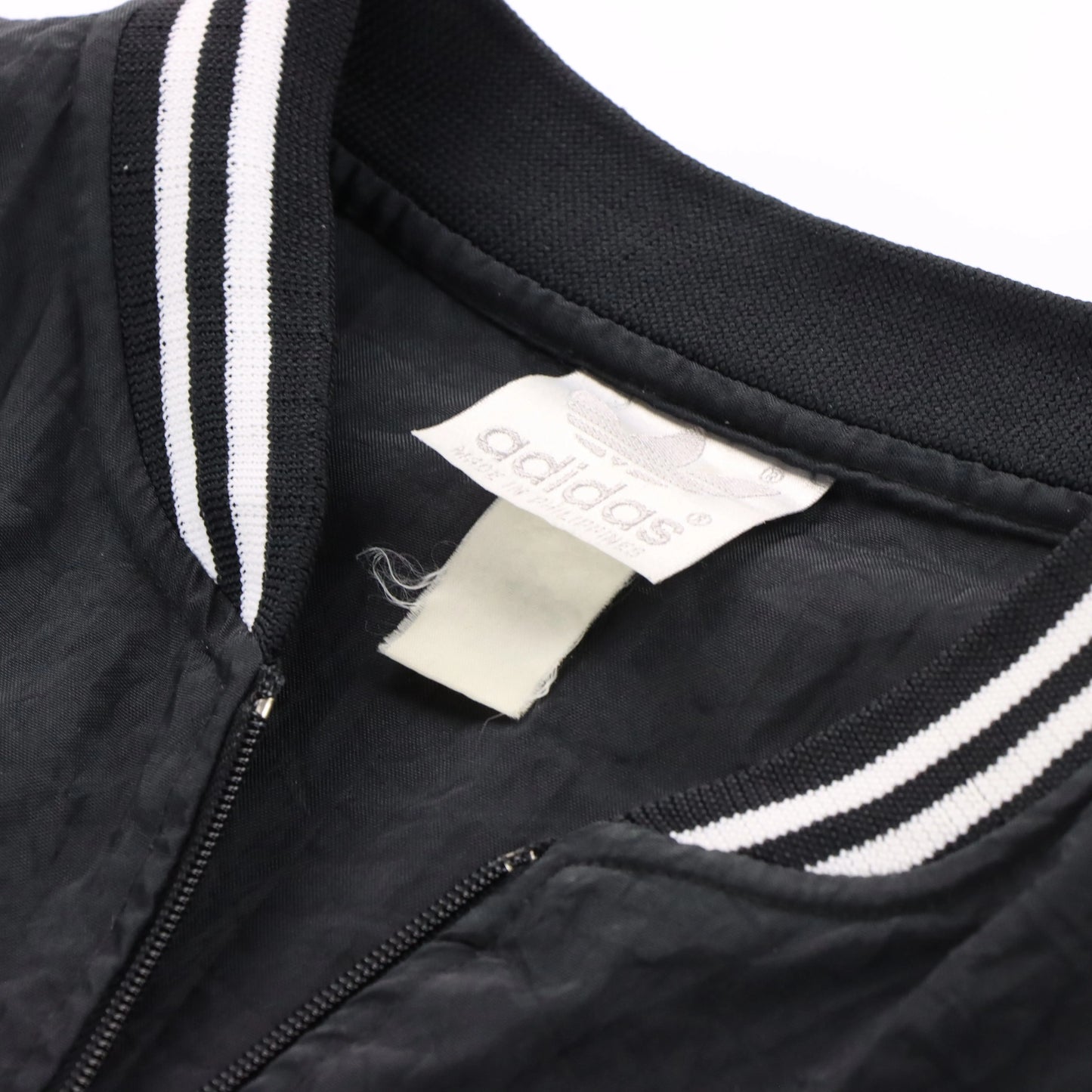 ADDIDAS Retro Trefoil Striped Logo Black & White Windbreaker Bomber Jacket (XL)