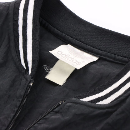 ADDIDAS Retro Trefoil Striped Logo Black & White Windbreaker Bomber Jacket (XL)