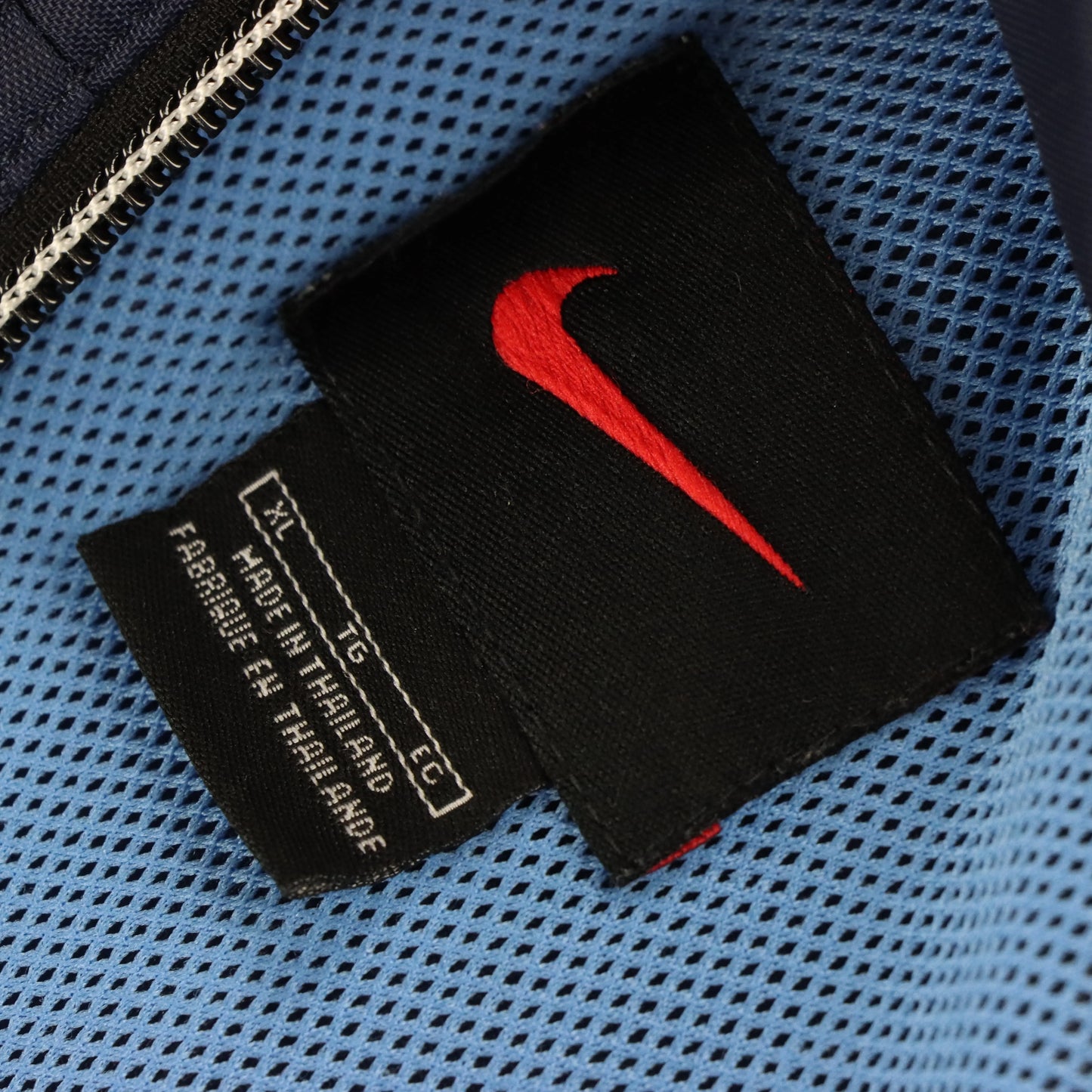 NIKE 90's Centre Swoosh Quarter Zip Pouch Windbreaker Pull Over Navy Jacket (XL)