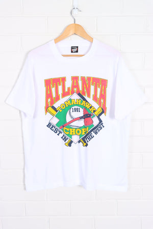 MLB Atlanta Braves Tomahawk 1991 "Best In The West" Single Stitch T-Shirt (L) - Vintage Sole Melbourne