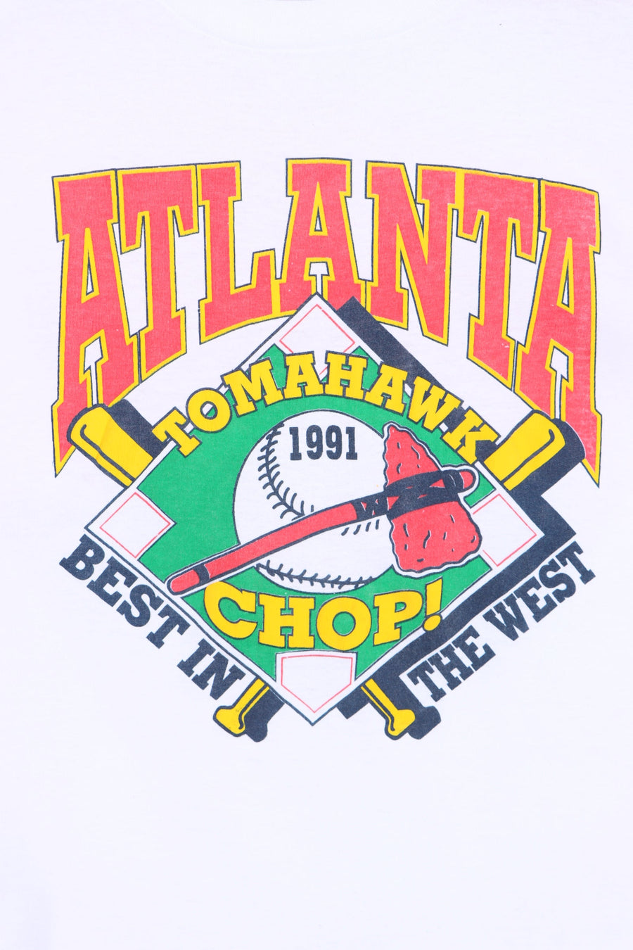 MLB Atlanta Braves Tomahawk 1991 "Best In The West" Single Stitch T-Shirt (L) - Vintage Sole Melbourne
