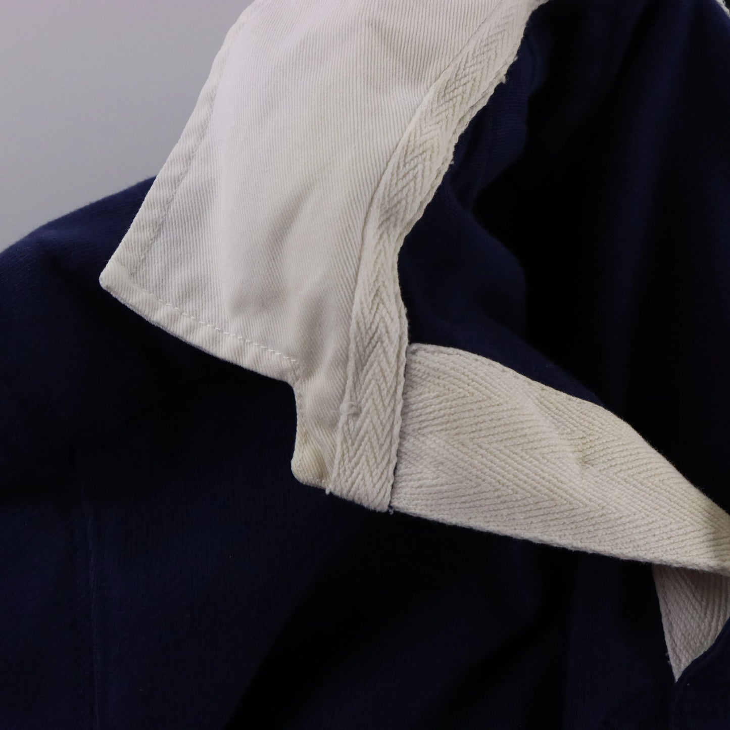 Vintage POLO RALPH LAUREN 'Custom Fit' Navy & Yellow Embroidered Pony Rugby Jumper (XL)