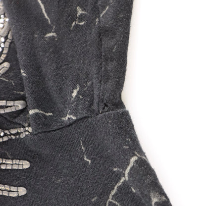 XZAVIER Rhinestone Winged Skulls & Sword All Over Print Black Y2K Tee (L-XL)