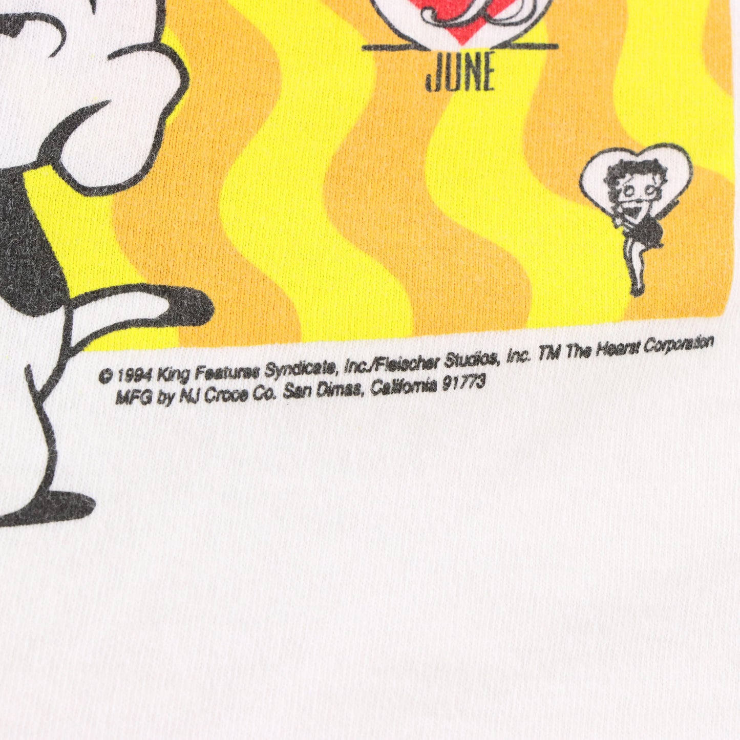 Vintage 1994 Betty Boop Calendar Collection "Boopertone" White Single Stitch Tee USA Made (L TALL)