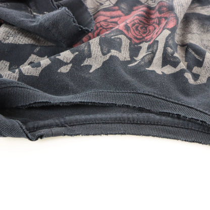 AFFLICTION Skulls & Pistols Y2K Style Distressed Black T-Shirt (L)