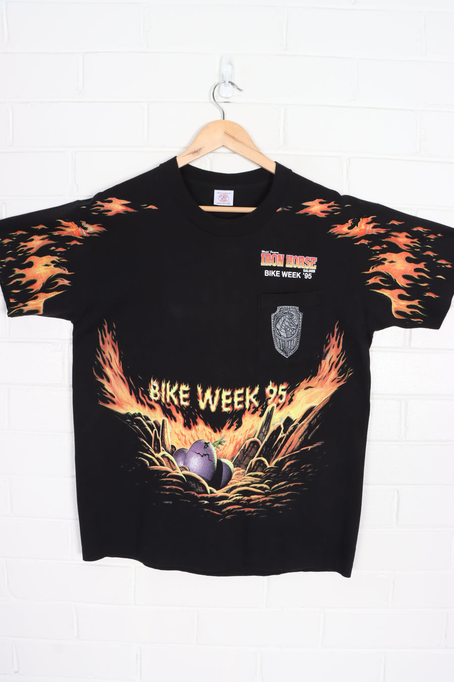 Iron Horse Saloon 1995 Bike Week All Over Single Stitch T-Shirt USA Made (M-L)