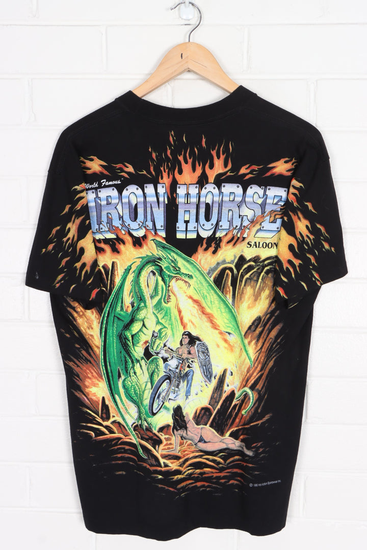 Iron Horse Saloon 1995 Bike Week All Over Single Stitch T-Shirt USA Made (M-L)