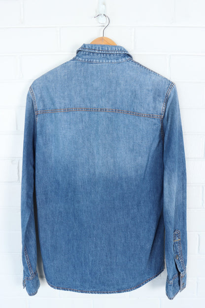 TRUE RELIGION Embroidered Denim Long Sleeve Shirt (S-M)