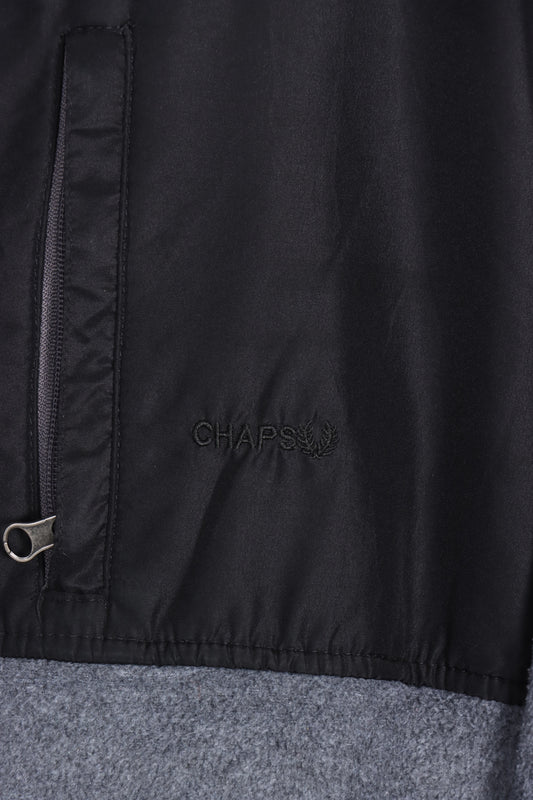 CHAPS Embroidered Grey & Black Panel Fleece Zip Up (XL) - Vintage Sole Melbourne