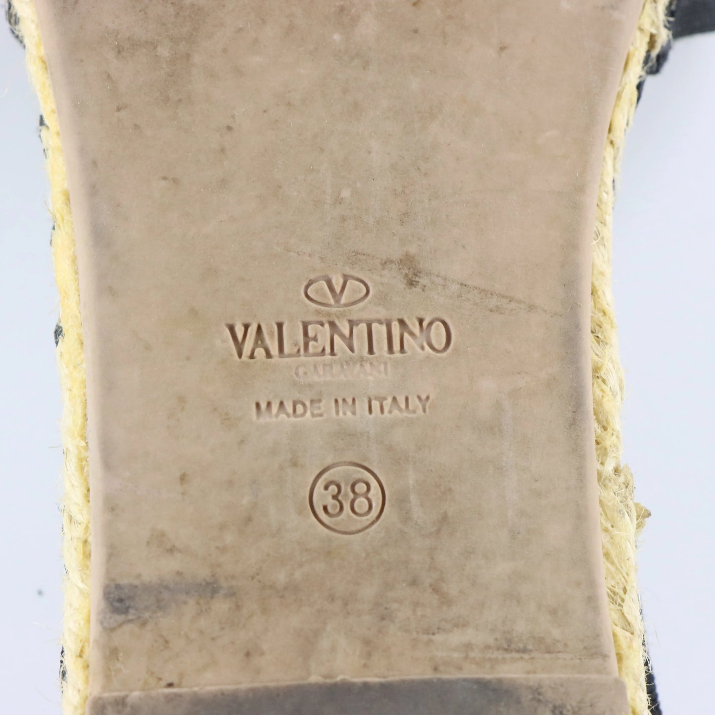 VALENTINO GARAVANI Black Lace & Beige Mesh Ankle Tie Espadrille Flats (38)