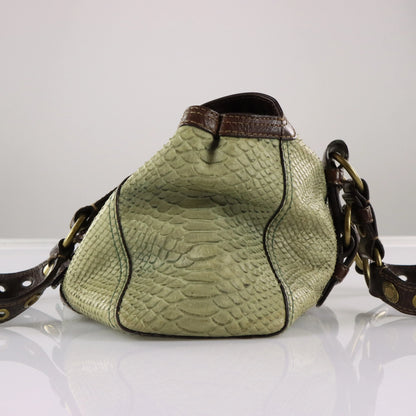 COACH 'Chelsea' 11008 Sage Green Python Embossed Leather Buckle Shoulder Bag