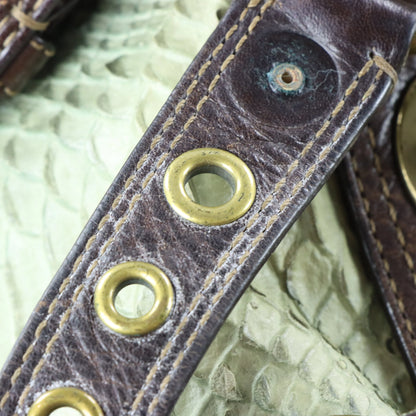 COACH 'Chelsea' 11008 Sage Green Python Embossed Leather Buckle Shoulder Bag