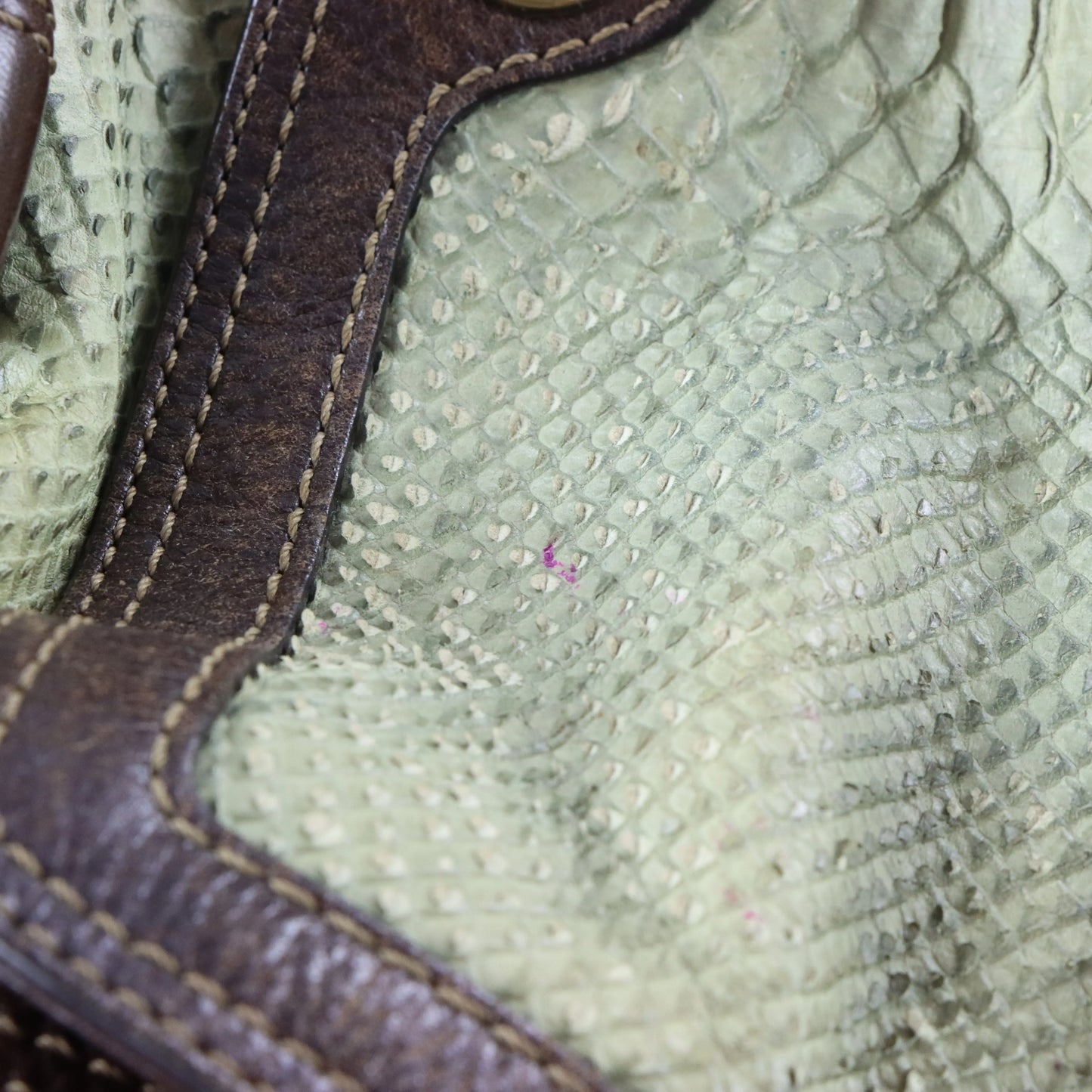 COACH 'Chelsea' 11008 Sage Green Python Embossed Leather Buckle Shoulder Bag
