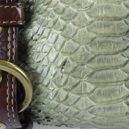 COACH 'Chelsea' 11008 Sage Green Python Embossed Leather Buckle Shoulder Bag