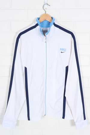 NIKE Embroidered Blue & White Striped Track Jacket (XL-XXL)