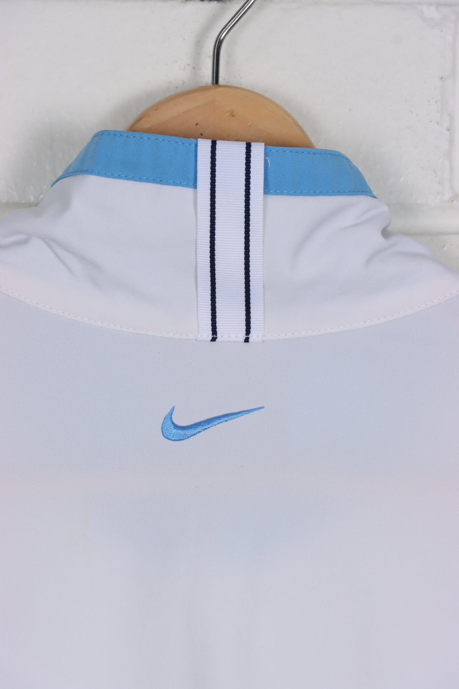 NIKE Embroidered Blue & White Striped Track Jacket (XL-XXL)