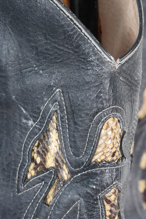 Vintage Python Leather Narrow Cowboy Boots (9)
