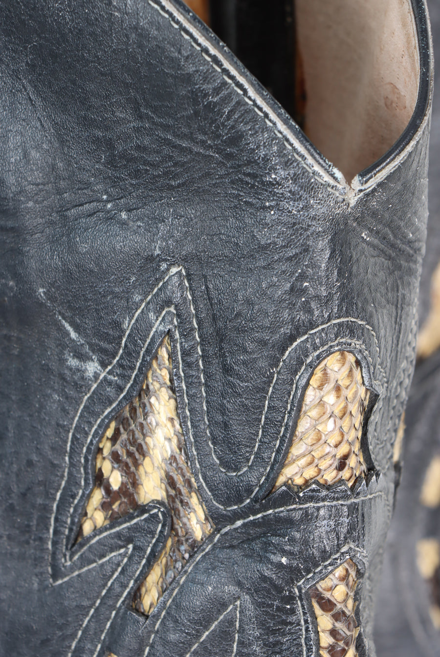 Vintage Python Leather Narrow Cowboy Boots (9)