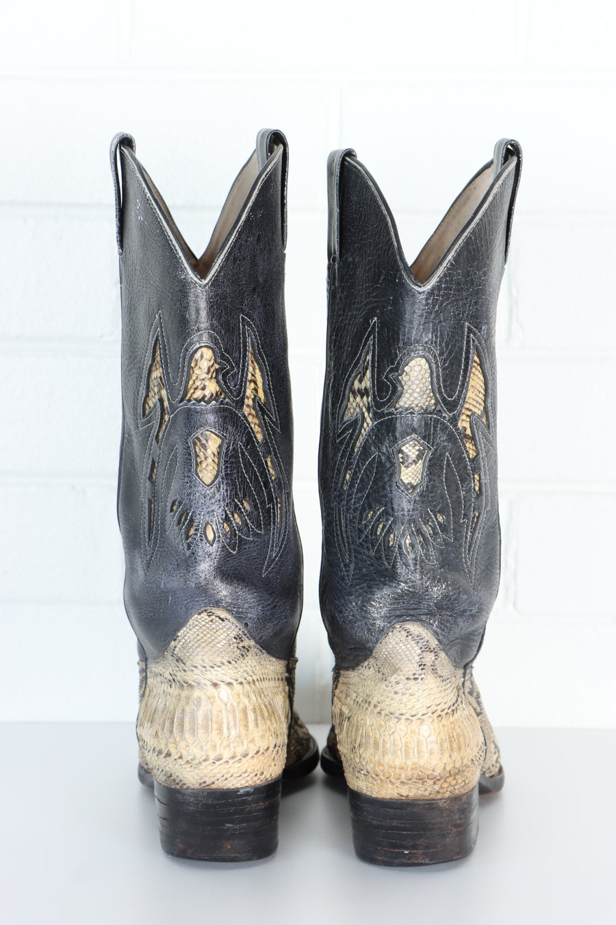 Vintage Python Leather Narrow Cowboy Boots (9)