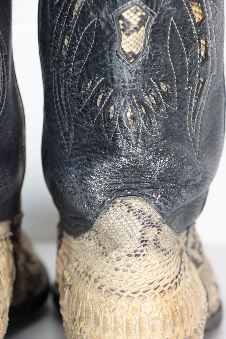 Vintage Python Leather Narrow Cowboy Boots (9)