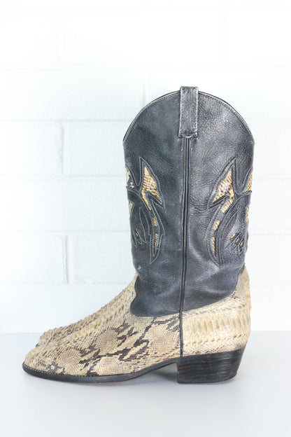 Vintage Python Leather Narrow Cowboy Boots (9)