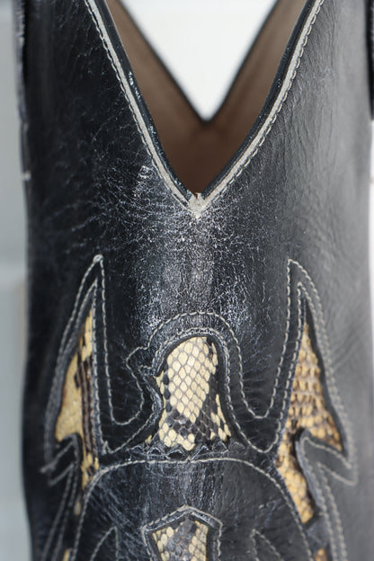 Vintage Python Leather Narrow Cowboy Boots (9)