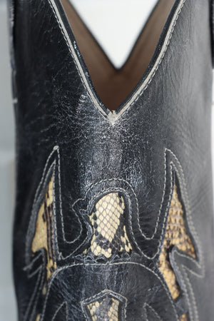 Vintage Python Leather Narrow Cowboy Boots (9)