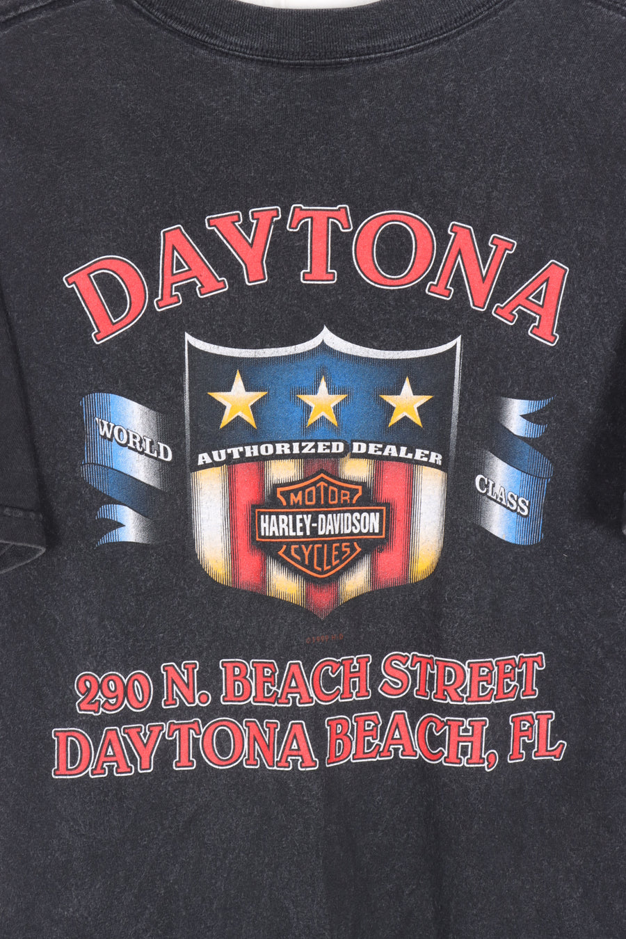 HARLEY DAVIDSON Eagle Fire Wings Daytona USA Made Flag Tee (M)