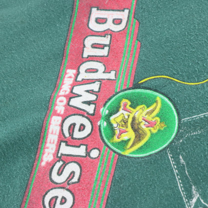 1998 Vintage BUDWEISER 'Incompetent Ferret' Animal Beer Front Back Green T-Shirt (L) Vintage Sole Melbourne