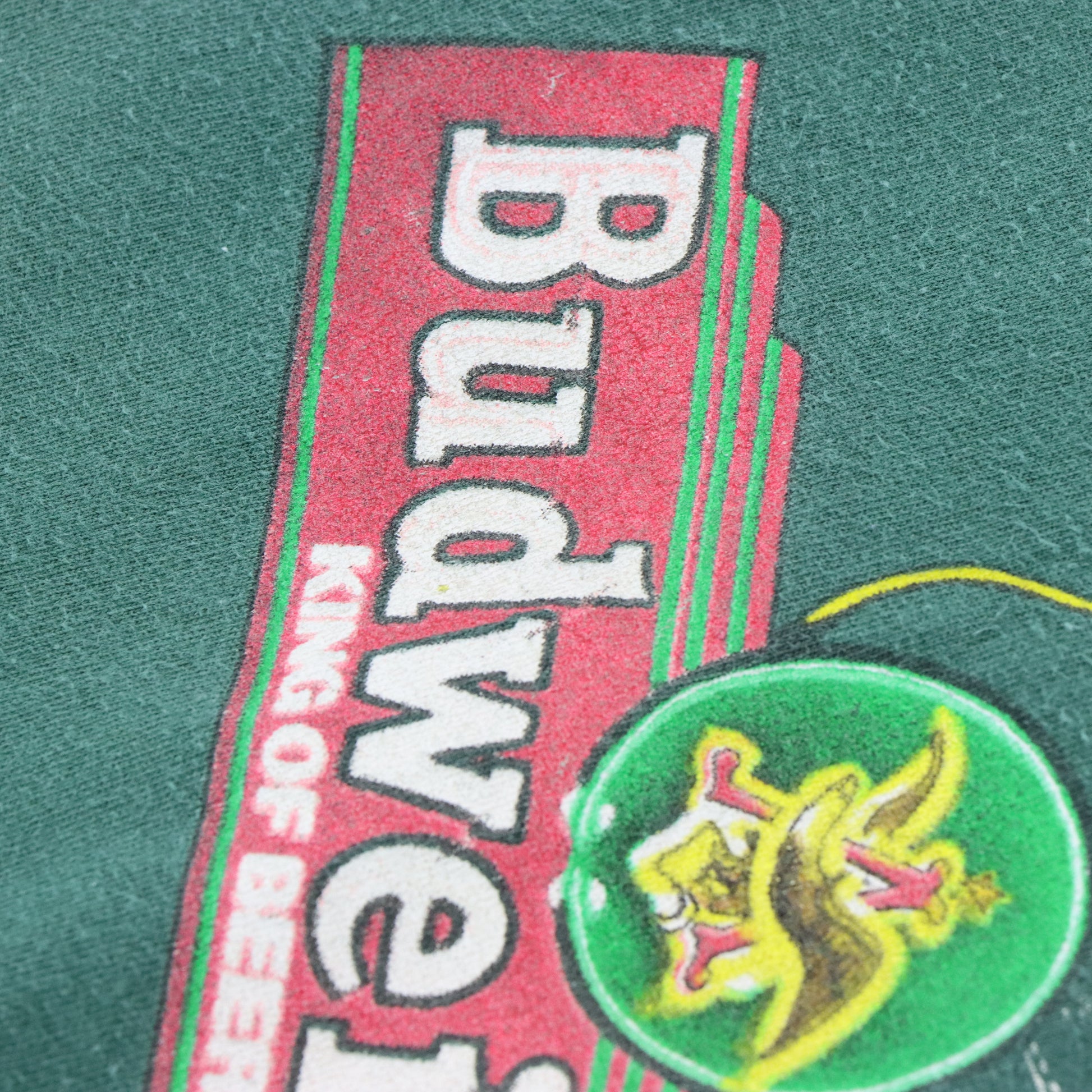 1998 Vintage BUDWEISER 'Incompetent Ferret' Animal Beer Front Back Green T-Shirt (L) Vintage Sole Melbourne