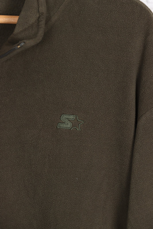 STARTER Green Khaki 1/4 Zip Fleece (XXXL) - Vintage Sole Melbourne