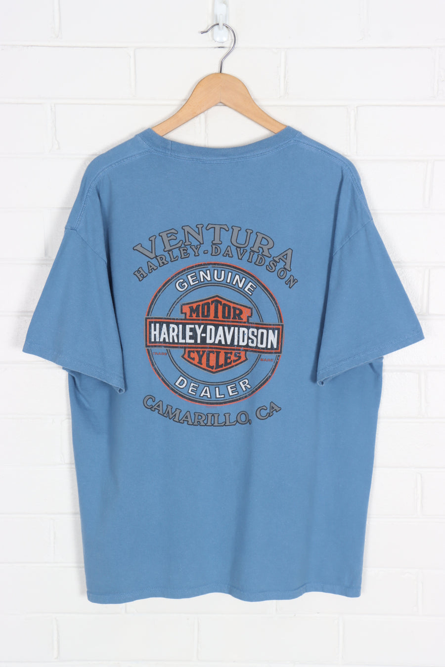 HARLEY DAVIDSON  Blue & Orange Ventura Logo Tee (XL)