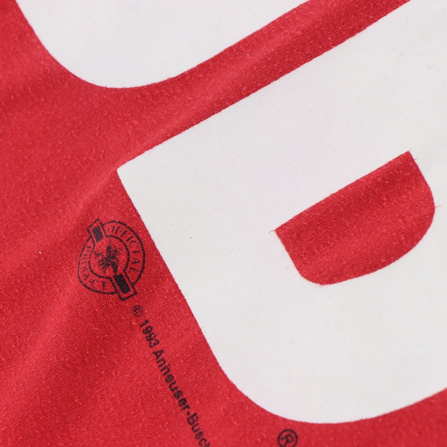 Vintage 1993 'Official Race Shirt' BUD Budweiser NASCAR USA Made Red T-Shirt (M-L)