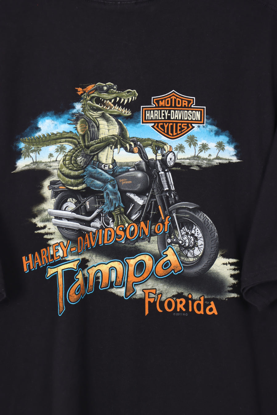 HARLEY DAVIDSON White & Orange Florida Crocodile Tee (XL)