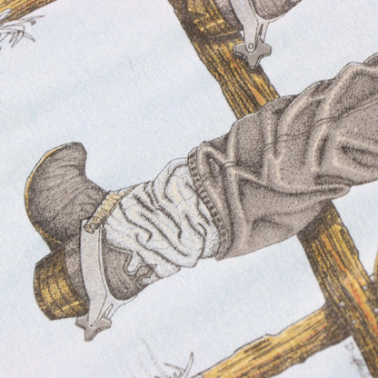 Vintage Cowboy Boots Western 'Ring Side' 50/50 Single Stitch Blue T-Shirt (XL)