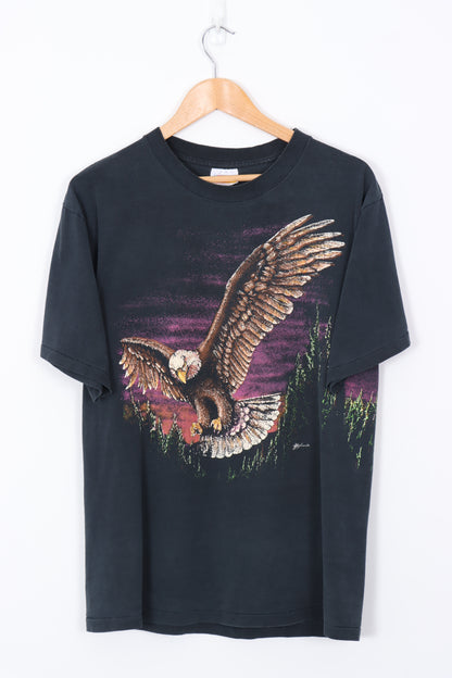 Eagle & Sunset Nature Wrap Around USA Made Graphic Tee (M)