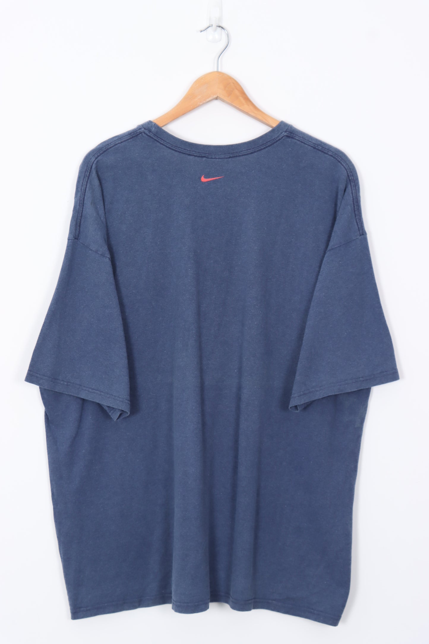 NIKE Swoosh Red & Navy Felt Logo Tee (XXL)