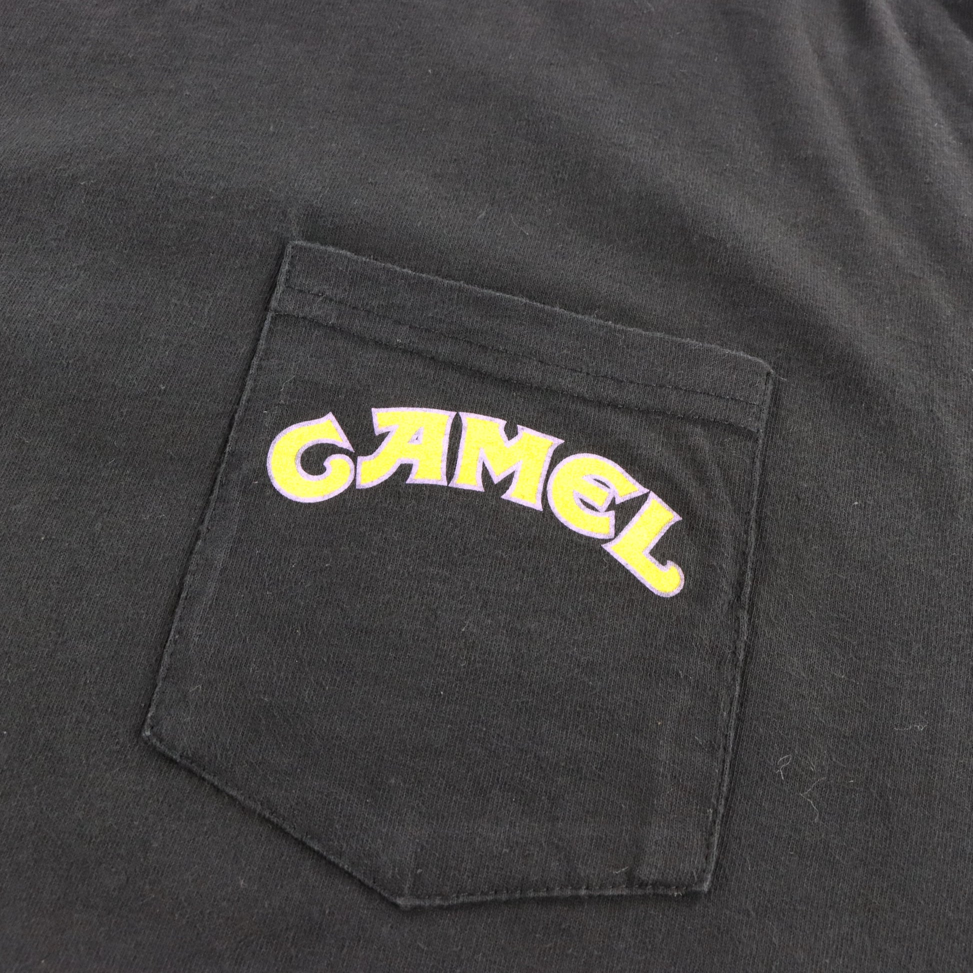 Vintage 1992 Camel Cigarettes Joe & Motorcycle Single Stitch Front Pocket Tee USA Made (XL) Vintage Sole Melbourne