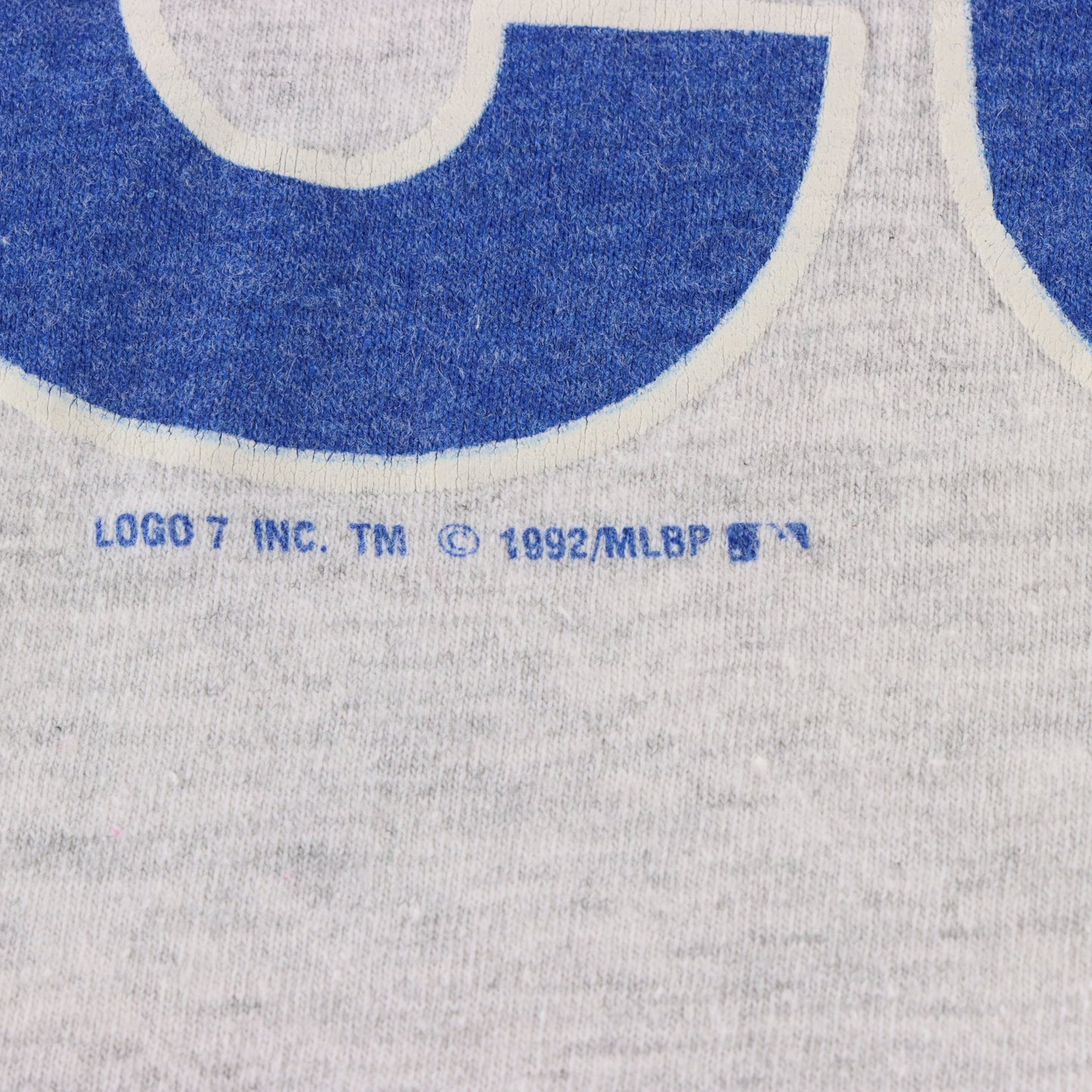 Vintage 1992 Chicago Cubs LOGO 7 Heather Grey Retro MLB Single Stitch T-Shirt (M) Vintage Sole Melbourne