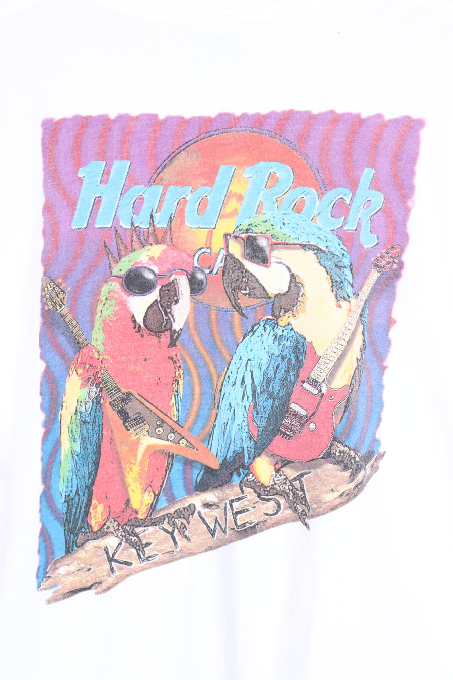 HARD ROCK CAFE Rock n' Roll Party Parrots Front Back T-Shirt USA Made (XL)
