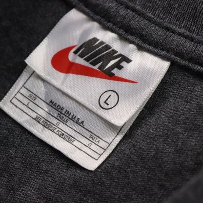 Vintage NIKE Centre Swoosh Spell Out Grey & Red T-Shirt (L)