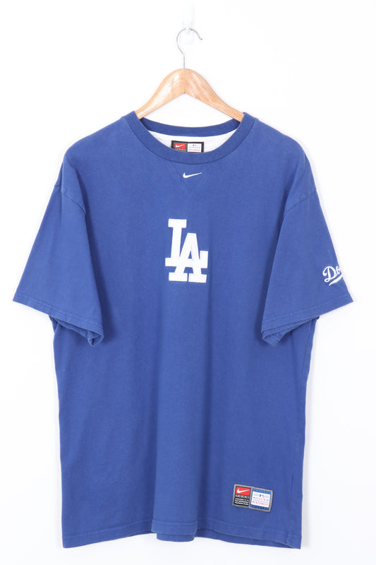 NIKE Centre Swoosh LA Dodgers Embroidered Baseball Tee (L)