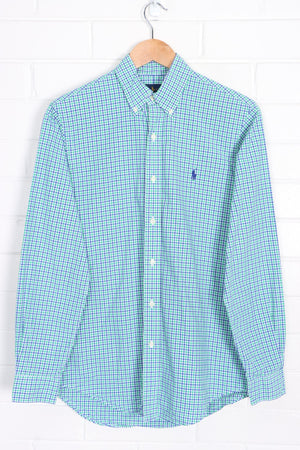 RALPH LAUREN Blue & Green Gingham Button Up Shirt (S)