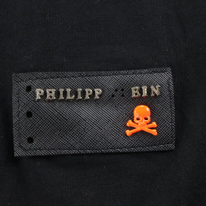 PHILIPP PLEIN Embellished Silver & Red Skull Black T-Shirt (M) Vintage Sole Melbourne