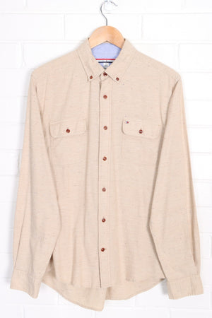 TOMMY HILGIFER Tan Speckled Button Up Utility Shirt (M)